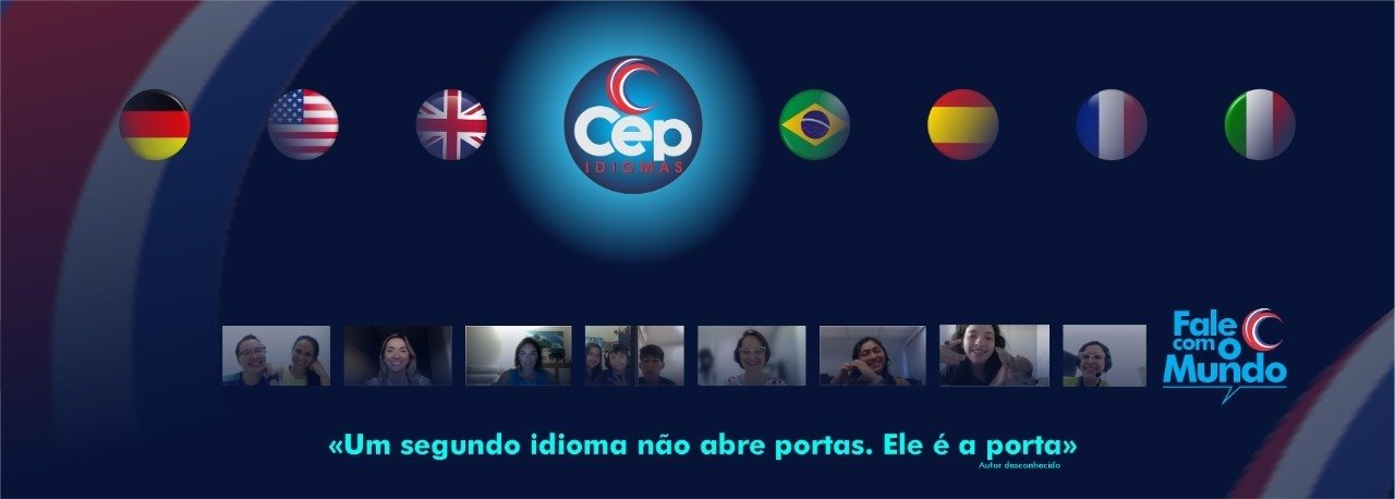 Turmas do CEP Idiomas e as bandeiras dos seis idiomas